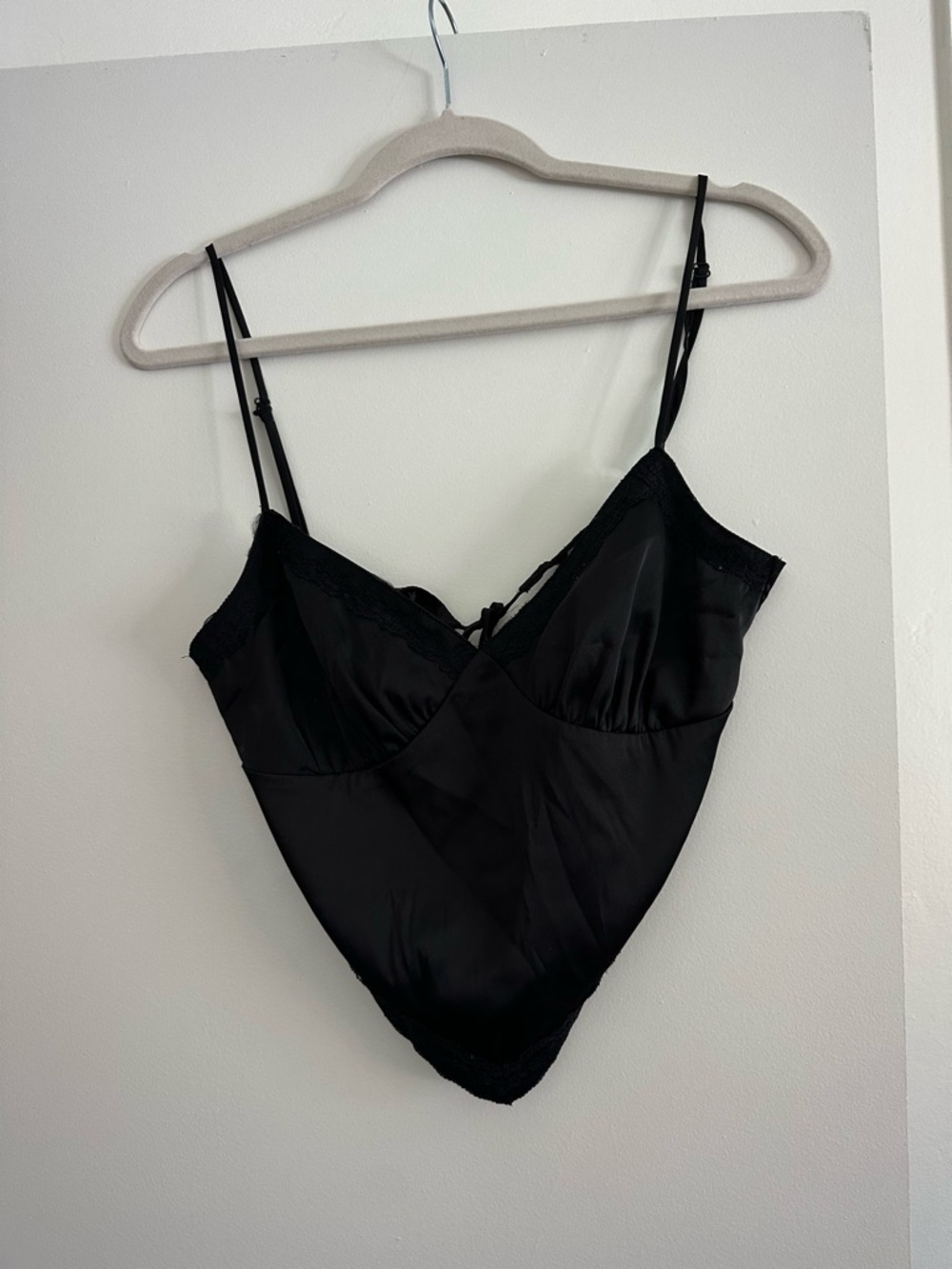 Black Satin Lace-Trim Slip Cami - Women Intimates